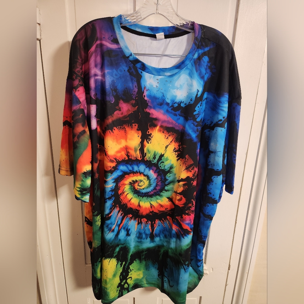 Colorful Tie-Dye Top Plus Size 6XL